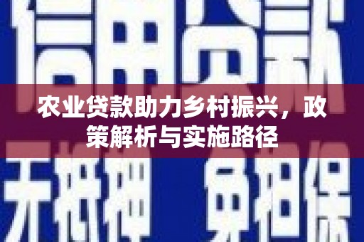 安居农业贷款助力乡村振兴，政策解析与实施路径
