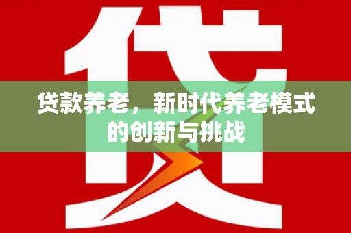 安居贷款养老，新时代养老模式的创新与挑战