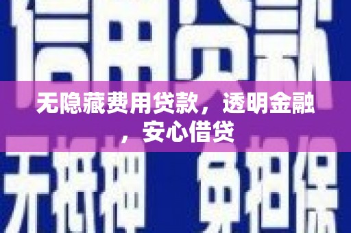 安居无隐藏费用贷款，透明金融，安心借贷