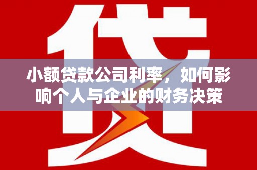 安居小额贷款公司利率，如何影响个人与企业的财务决策