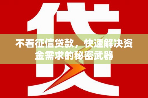 安居不看征信贷款，快速解决资金需求的秘密武器