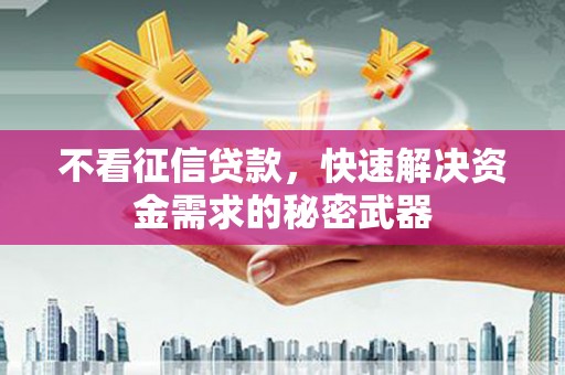 安居不看征信贷款，快速解决资金需求的秘密武器