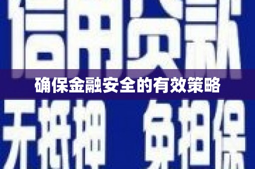 安居确保金融安全的有效策略